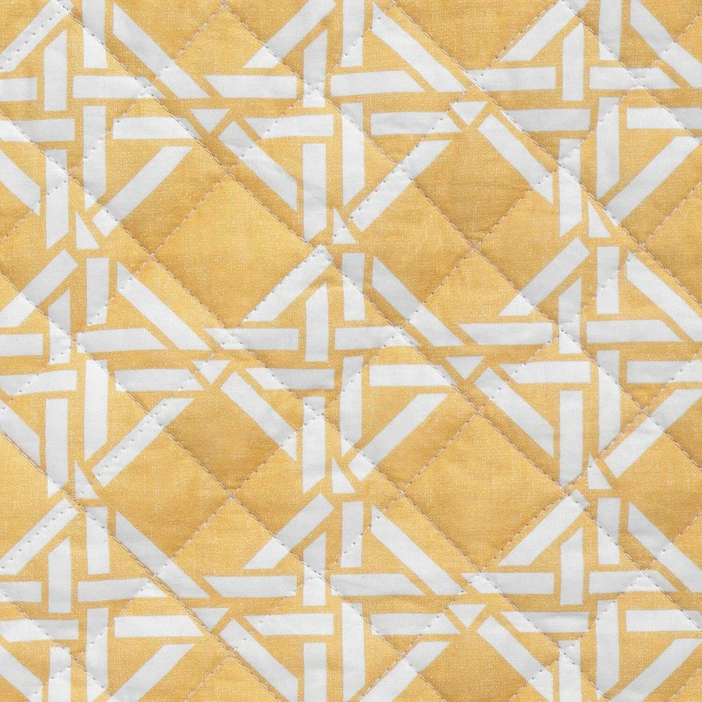 Levtex Home Quilt Set Unisex Full/Queen Yellow New Cane Geometric Reversible